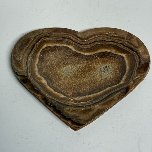 Other - Banded Calcite Heart Shaped Dish Joshua Tree Stone Brown Rock Plate READ